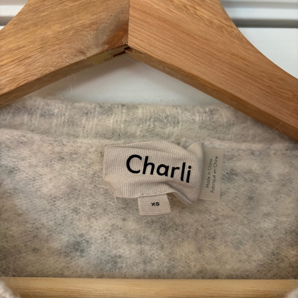 Anthropologie Charli Alpaca Wool Angie Grey Striped Sweater Cozy Boho Soft XS - Picture 4 of 9